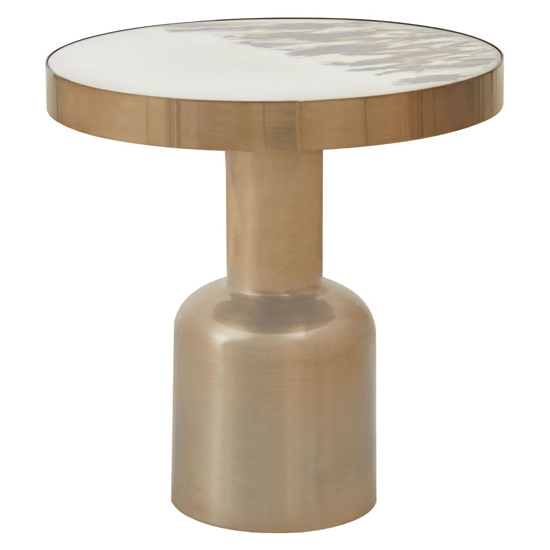 Paso Round Robust Glass Side Table With Gold Metal Base