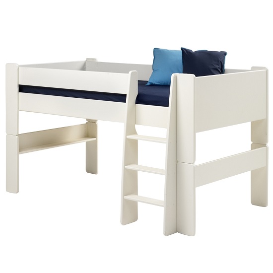 white wooden mid sleeper bed