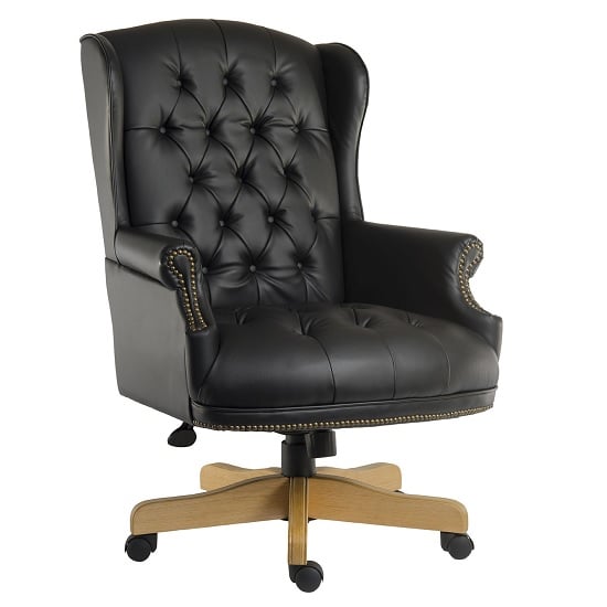 Patmos Executive Office Chair In Black Bonded Leather