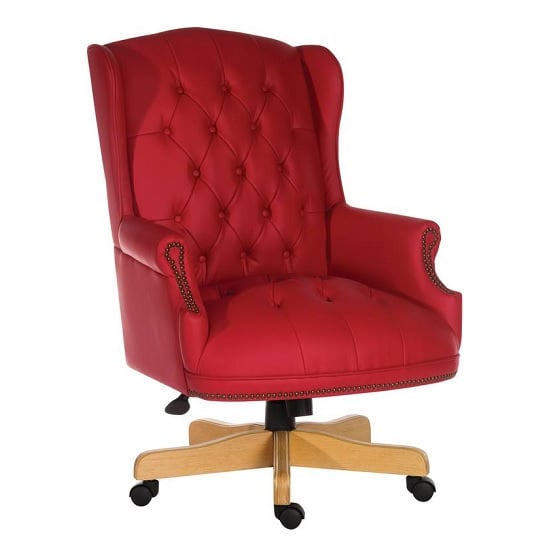 Patmos Executive Office Chair In Red Bonded Leather_1