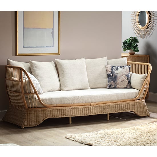 Product photograph of Patnos Rattan Day Bed With Jasper Fabric Seat Cushion from Furniture in Fashion