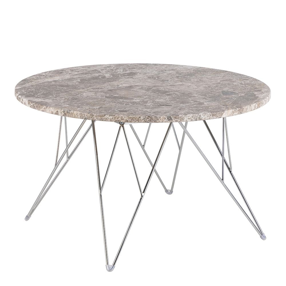 Read more about Patoka grey brown marble coffee table with chrome frame