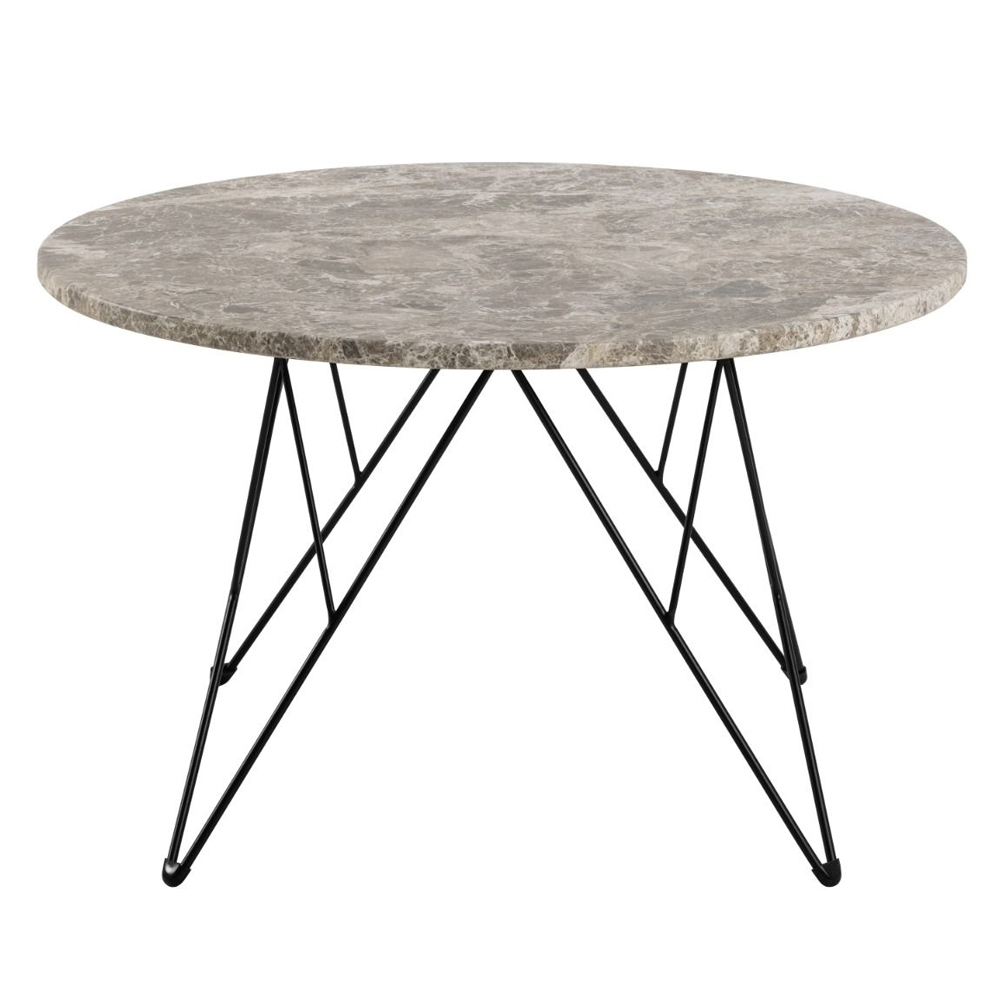 Patoka Marble Coffee Table With Black Legs In Brown