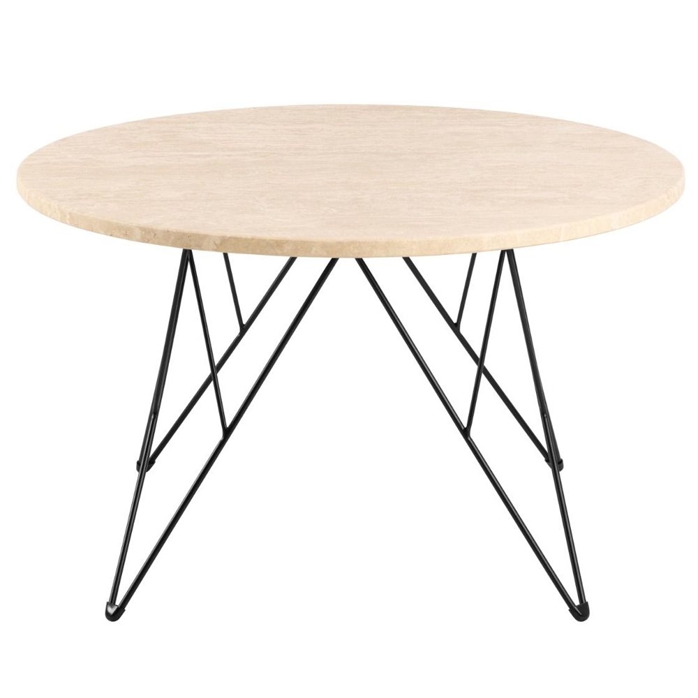 Patoka Wooden Coffee Table With Black Legs In Matt Beige