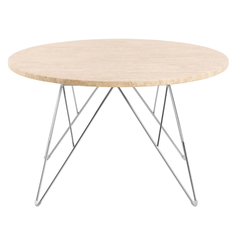 Patoka Wooden Coffee Table With Chrome Legs In Matt Beige