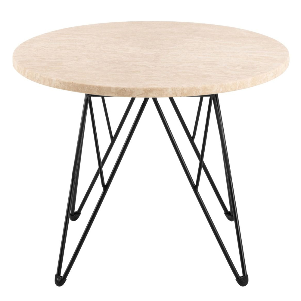 Patoka Wooden Side Table With Black Legs In Matt Beige