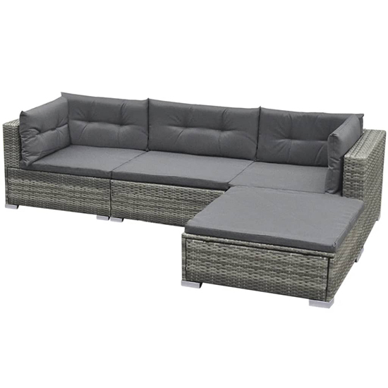 Paton Rattan 5 Piece Garden Lounge Set With Cushions In Grey