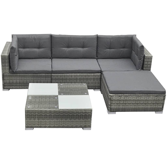Paton Rattan 5 Piece Garden Lounge Set With Cushions In Grey
