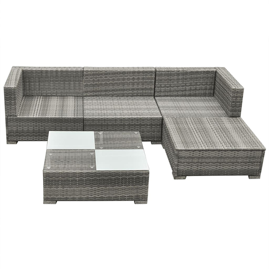 Paton Rattan 5 Piece Garden Lounge Set With Cushions In Grey