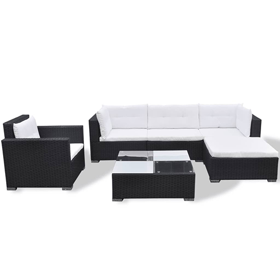 Paton Rattan 6 Piece Garden Lounge Set With Cushions In Black