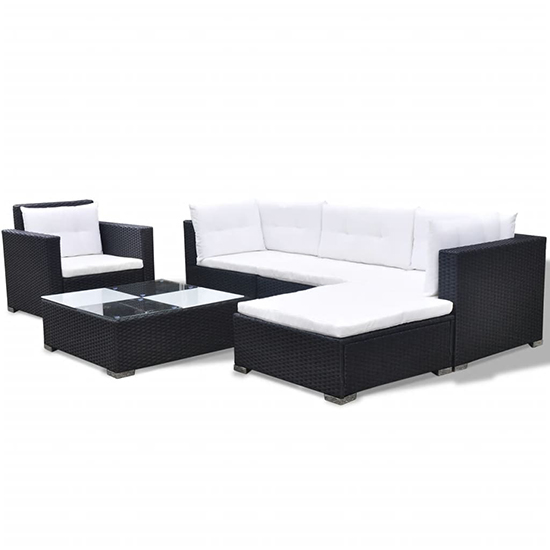 Paton Rattan 6 Piece Garden Lounge Set With Cushions In Black