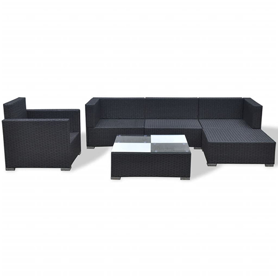 Paton Rattan 6 Piece Garden Lounge Set With Cushions In Black