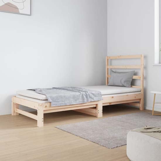 Patras Solid PIne Wood Pull-Out Day Bed In Natural