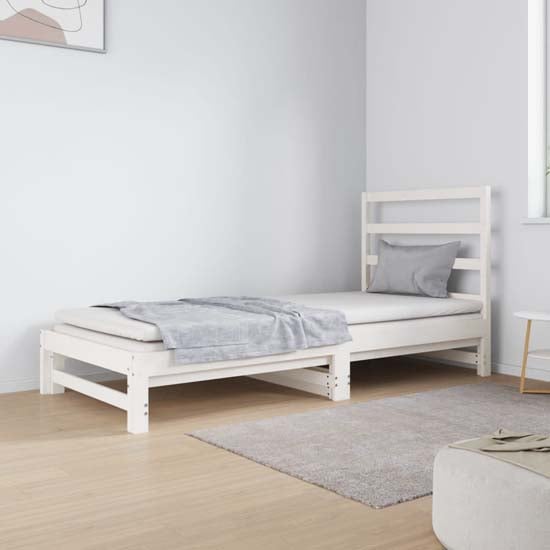 Product photograph of Patras Solid Pine Wood Pull-out Day Bed In White from Furniture in Fashion