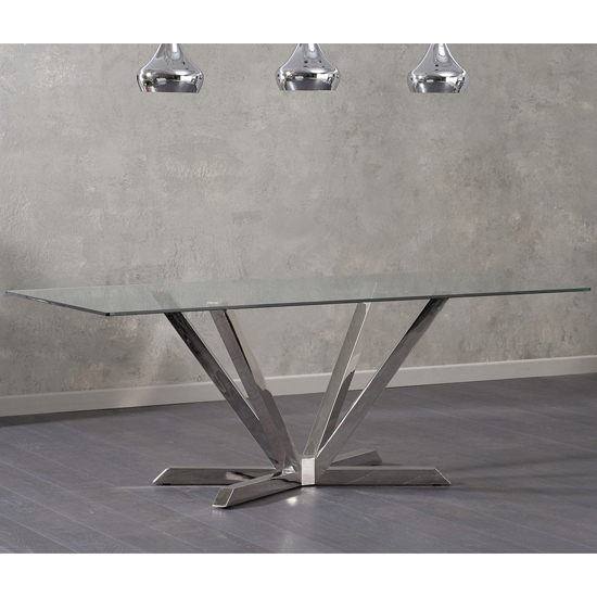 Patrick Glass Dining Table In Clear With Stainless Steel Base_2