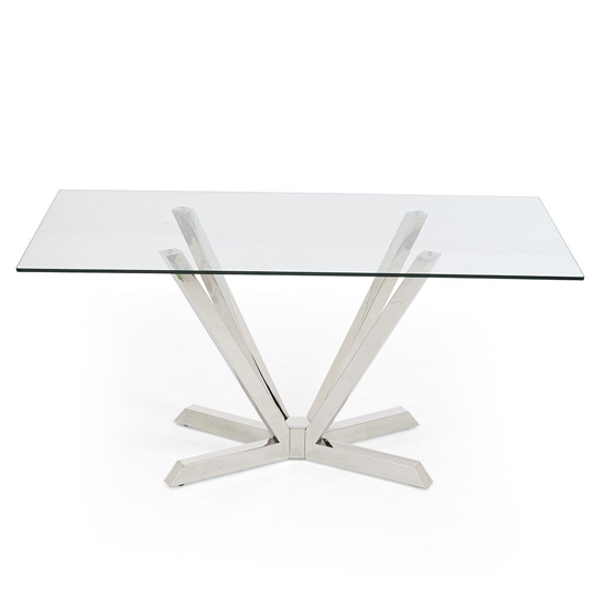 Patrick Glass Dining Table In Clear With Stainless Steel Base_4