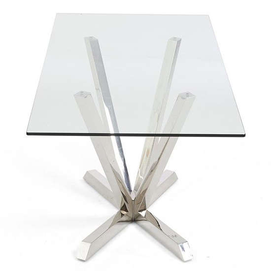 Patrick Glass Dining Table In Clear With Stainless Steel Base_5