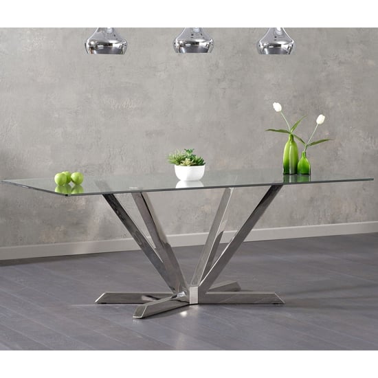 Patrick Glass Dining Table In Clear With Stainless Steel Base_1