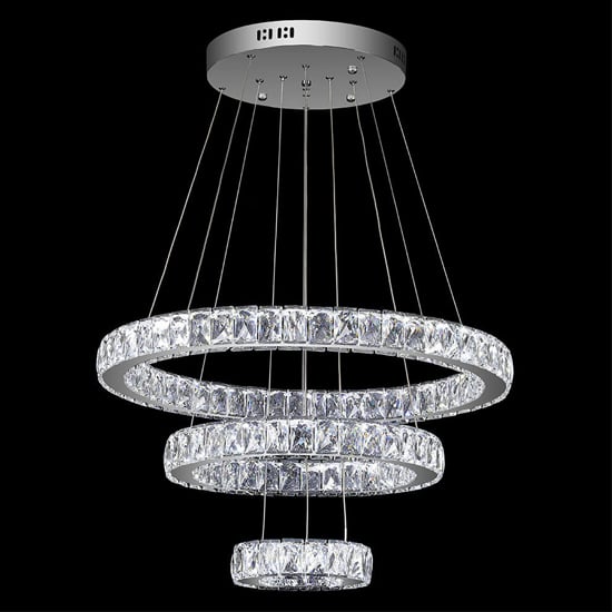 Patty 3 Round Rings Chandelier Ceiling Light In Chrome