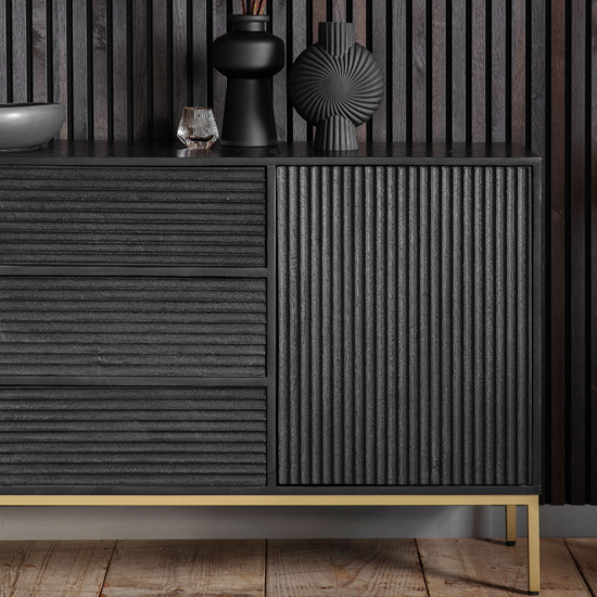 Pauls Mango Wood Sideboard With 2 Doors 3 Drawers In Black