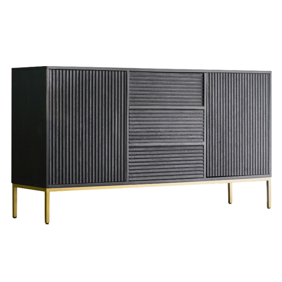 Pauls Mango Wood Sideboard With 2 Doors 3 Drawers In Black