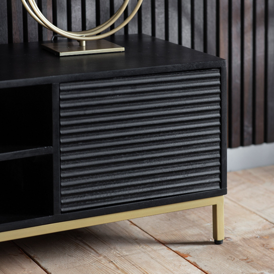 Pauls Wooden TV Stand With 2 Doors 2 Shelves In Black