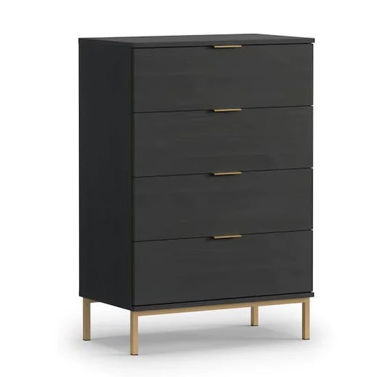 Pavia Wooden Chest Of 4 Drawers In Black Portland Ash