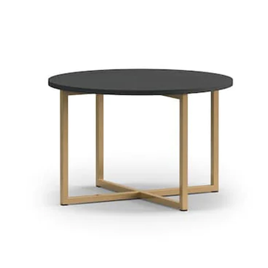 Pavia Wooden Coffee Table Round Small In Black Portland Ash