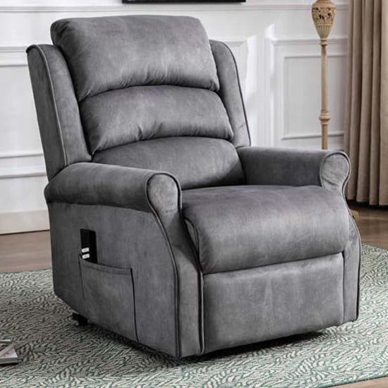 Product photograph of Pavia Electric Fabric Lift And Tilt Recliner Armchair In Grey from Furniture in Fashion