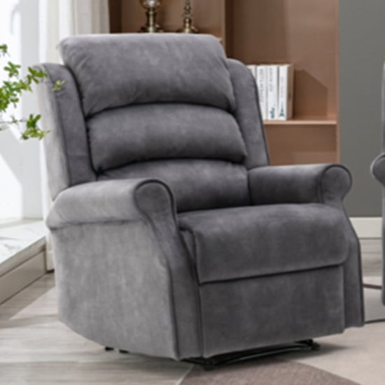 Pavia Electric Fabric Recliner 1 Seater Sofa In Grey
