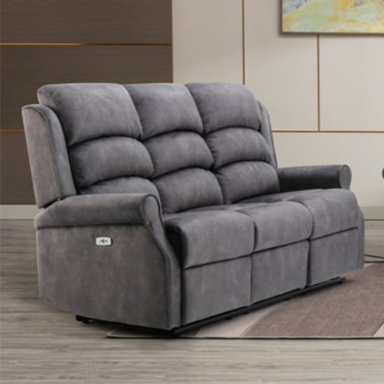 Read more about Pavia electric fabric recliner 3 seater sofa in grey