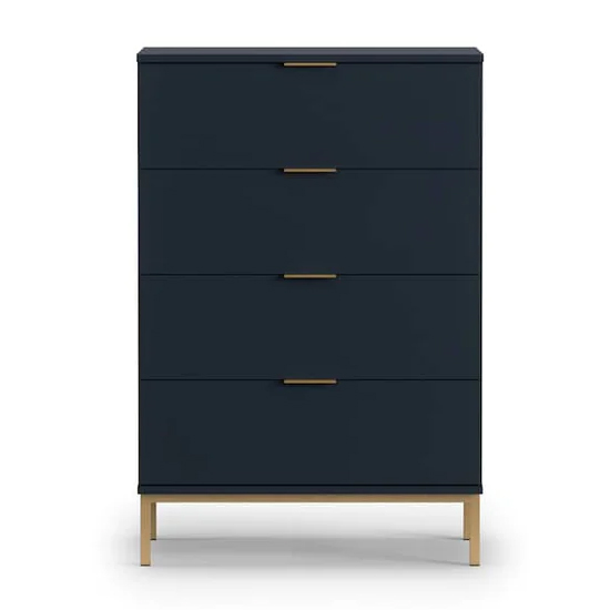 Pavia Wooden Chest Of 4 Drawers In Navy thumbnail