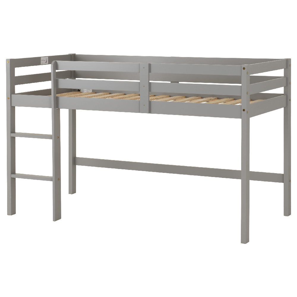 Pavia Wooden Mid Sleeper Children Bed With Ladder In Slate Grey