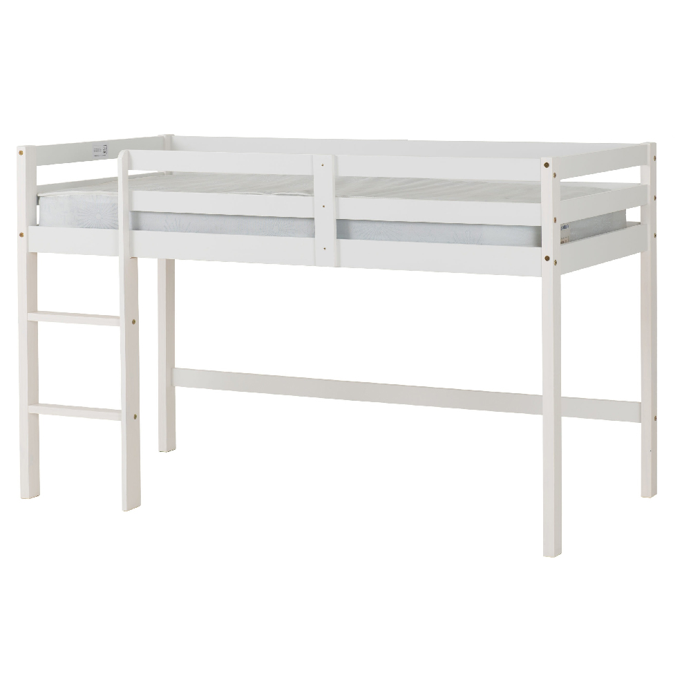 Pavia Wooden Mid Sleeper Children Bed With Ladder In White