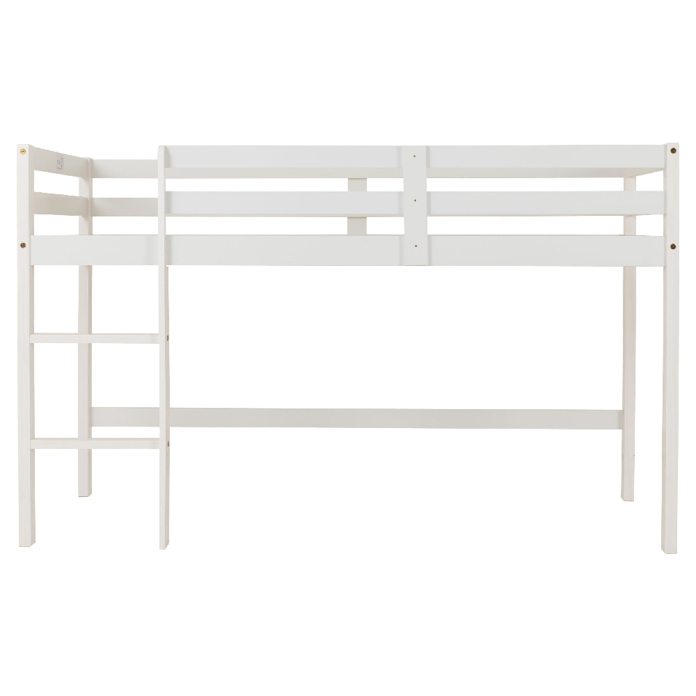 Pavia Wooden Mid Sleeper Children Bed With Ladder In White