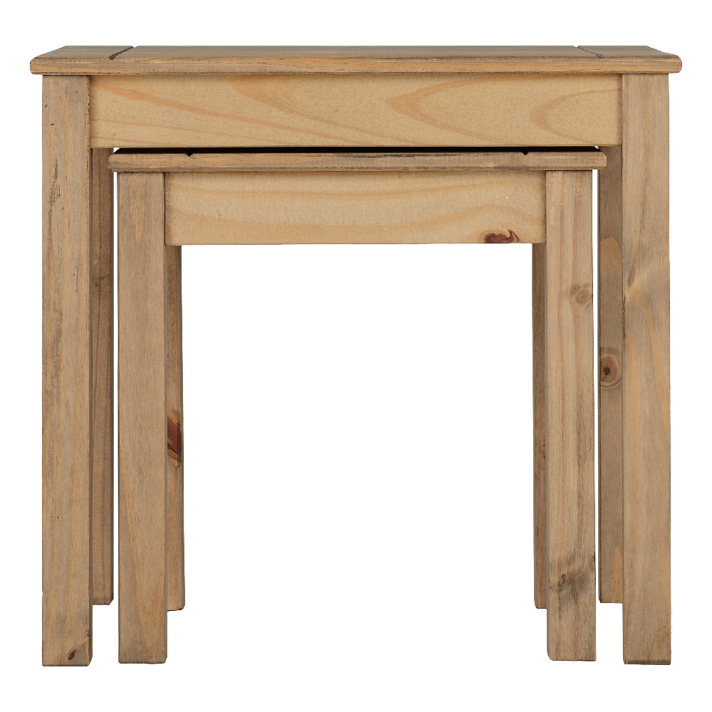 Pavia Wooden Nest Of 2 Tables In Natural Wax