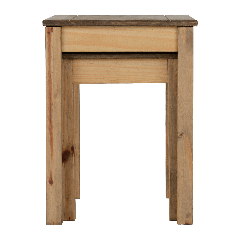 Pavia Wooden Nest Of 2 Tables In Natural Wax