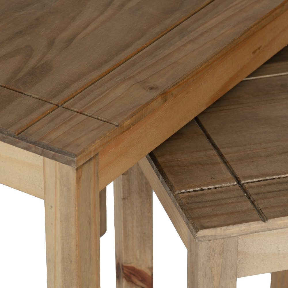 Pavia Wooden Nest Of 2 Tables In Natural Wax