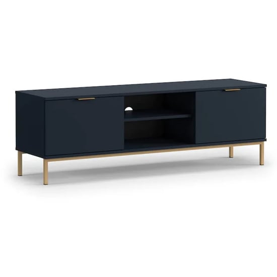 Pavia Wooden TV Stand With 2 Doors In Navy
