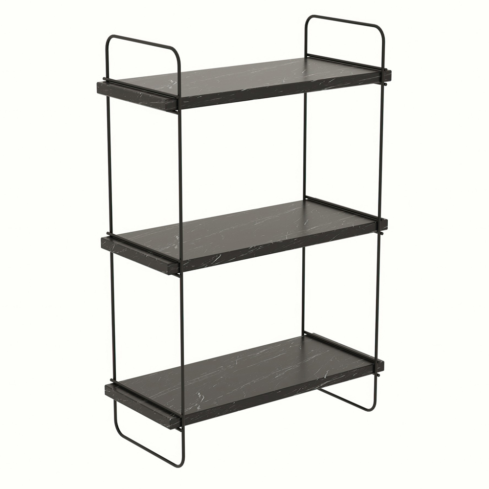 Pavilion Wooden Wall Hung Shelving Unit in Black Marble Effect