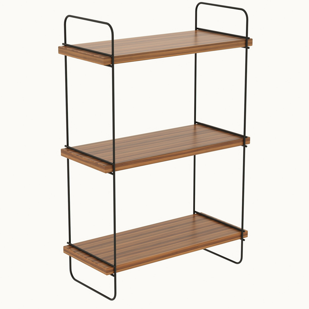 Pavilion Wooden Wall Hung Shelving Unit in Walnut