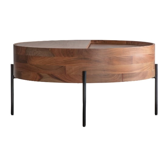 Pawhuska Round Wooden Storage Coffee Table In Natural