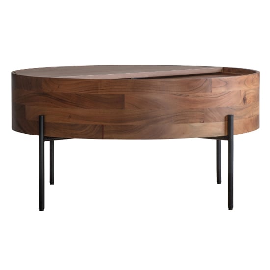 Pawhuska Round Wooden Storage Coffee Table In Natural