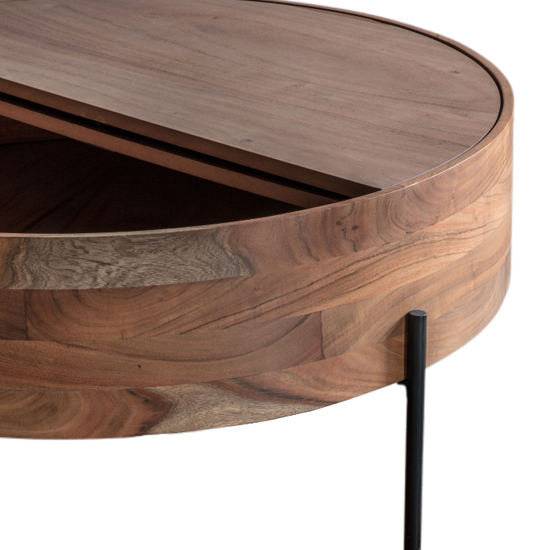 Pawhuska Round Wooden Storage Coffee Table In Natural