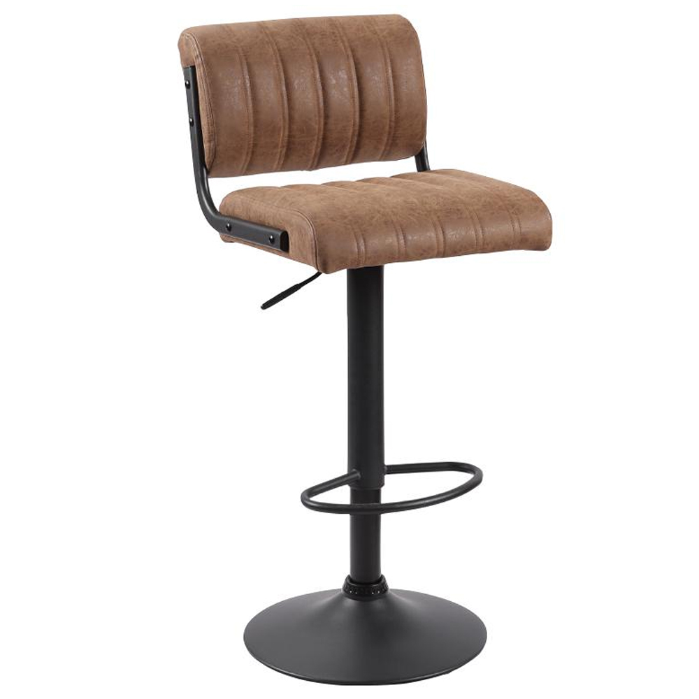 Pawling Brown Leather Bar Stools In Pair