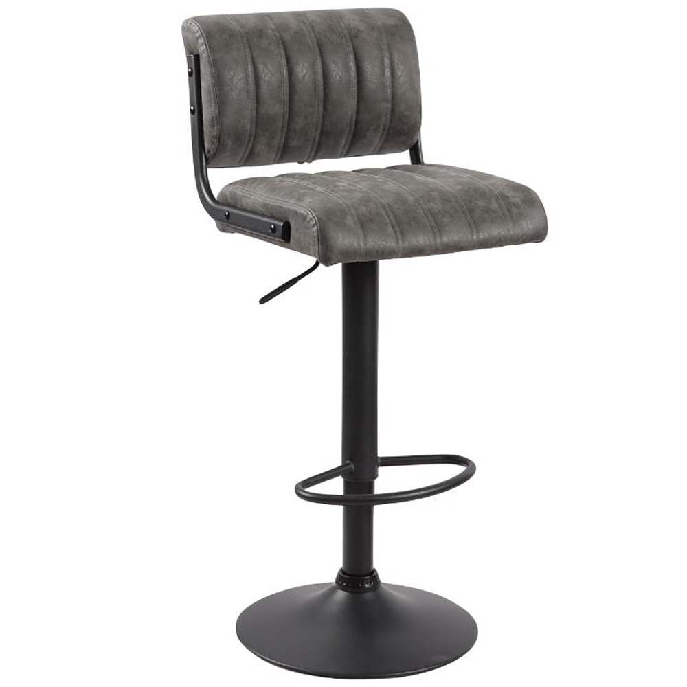 Pawling Grey Leather Bar Stools In Pair