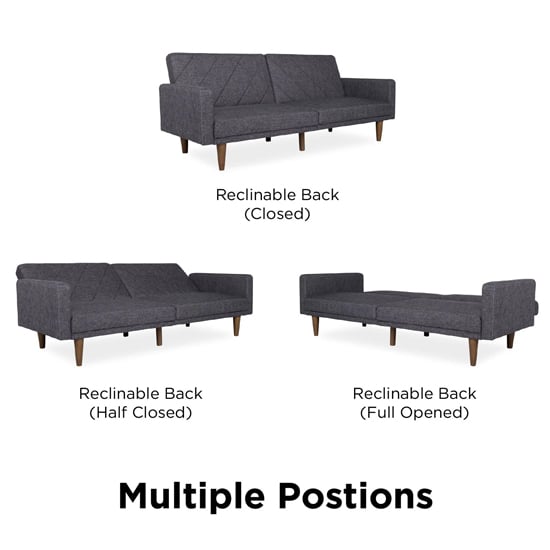 Pawson Fabric Sofa Bed With Wooden Legs In Grey