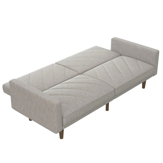 Pawson Fabric Sofa Bed With Wooden Legs In Light Grey