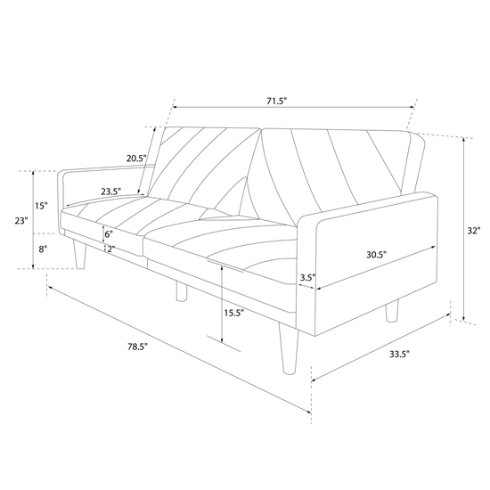 Pawson Fabric Sofa Bed With Wooden Legs In Light Grey