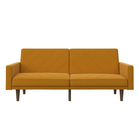 Pawson Fabric Sofa Bed With Wooden Legs In Mustard